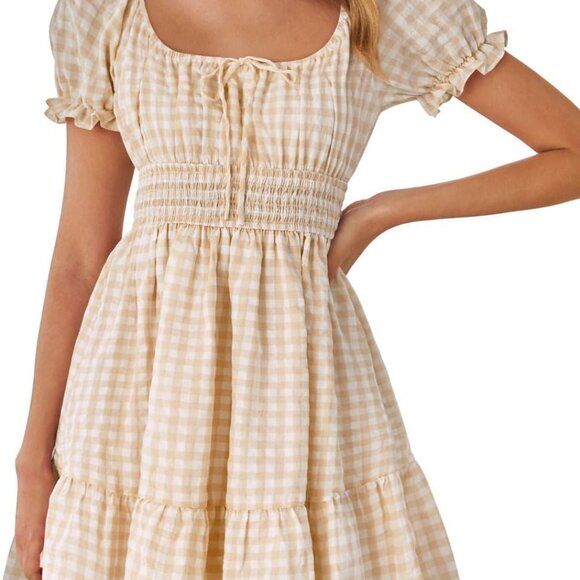 Dresses & Skirts - Women's Boho Mini Dress Viscose Polyester Squared Neck Ruffle Swing